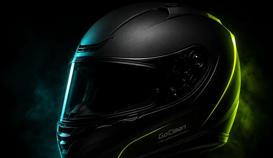 Capacete higienizado pela GoClean