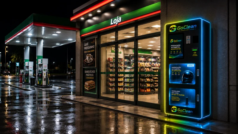 Máquina GoClean em um posto de combustível